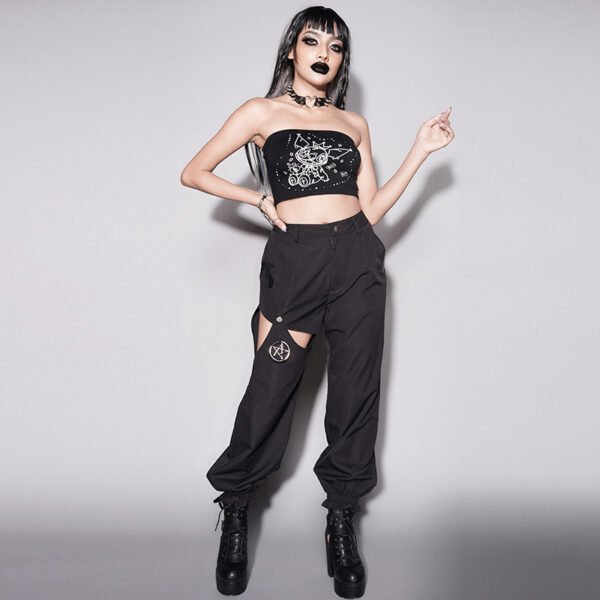 Goth Punk Loose Slack Track Pants Cargo - Image 2