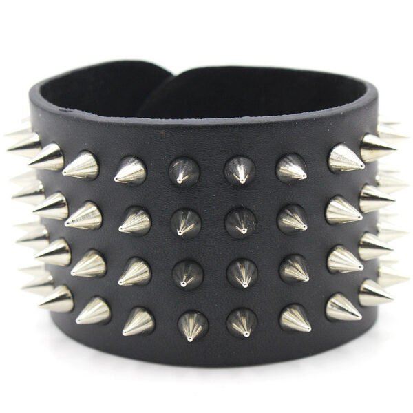 Studded Punk Leather Bracelet - Image 2