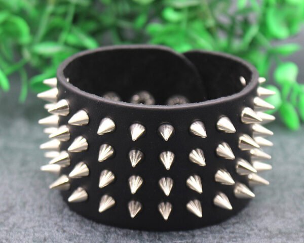 Studded Punk Leather Bracelet - Image 3