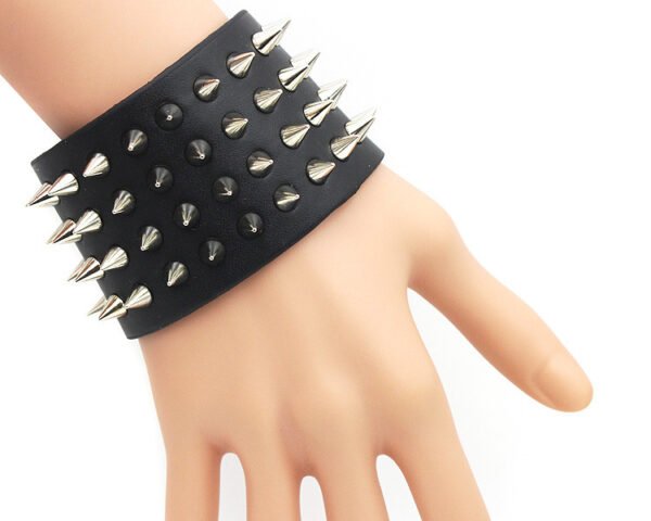 Studded Punk Leather Bracelet - Image 6