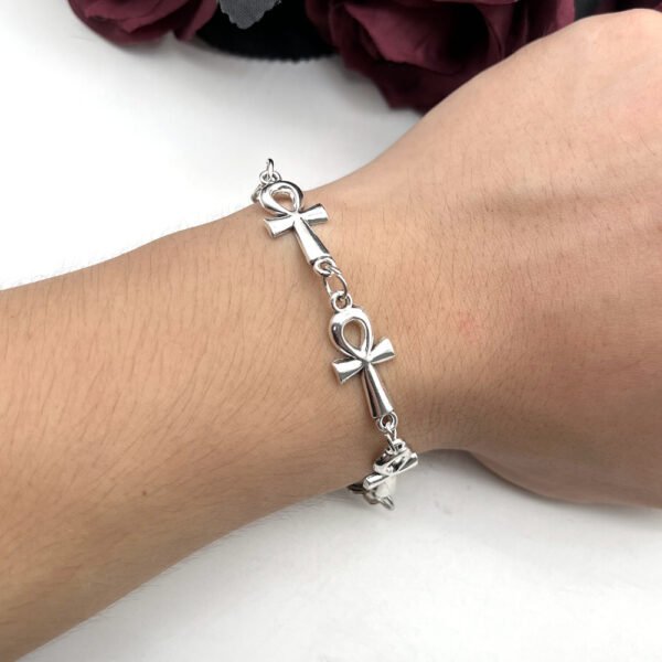 Gothic Cross Bracelet Silver - Image 2