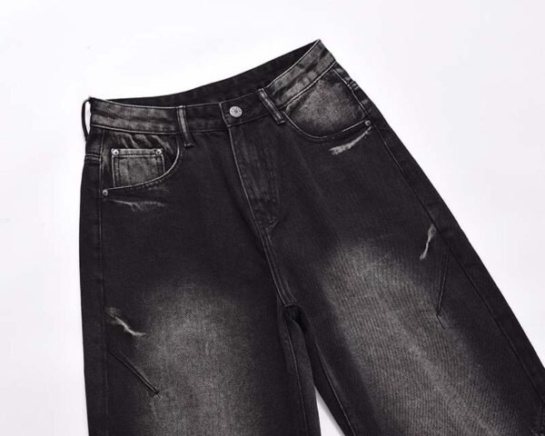 High Street Retro Goth Tie-dye Design Washed Draping Jeans For Men - Image 4