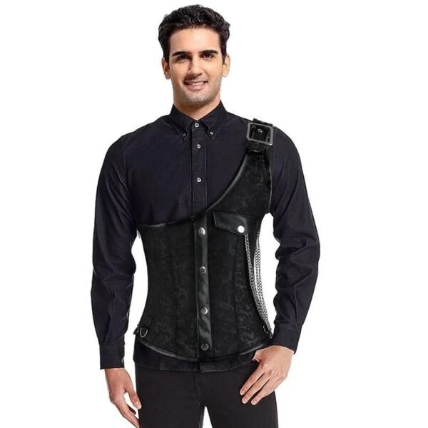 One-Shoulder Goth Corset for Men