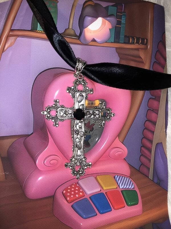 Gothic Cross Ribbon Necklace Punk - Image 2