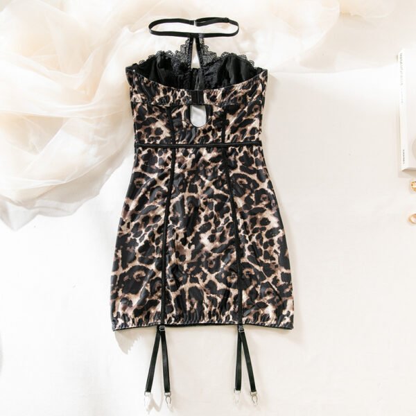 Sexy Leopard Lace Tube Top Dress Fashion Corset A-line Short Dresses for Women Clothing - Image 3