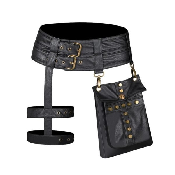 Punk Locomotive PU Black Retro Accessory Waist Bag