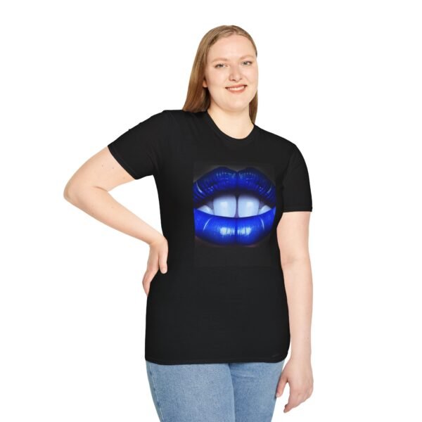 Blue Lips Unisex Softstyle T-Shirt - Image 2