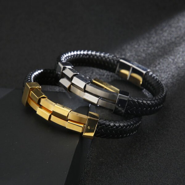 Black and Silver Punk Rock Personality Popular Bracelet - Image 4