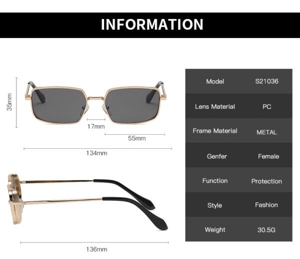 Metal Punk Square Sunglasses - Image 10