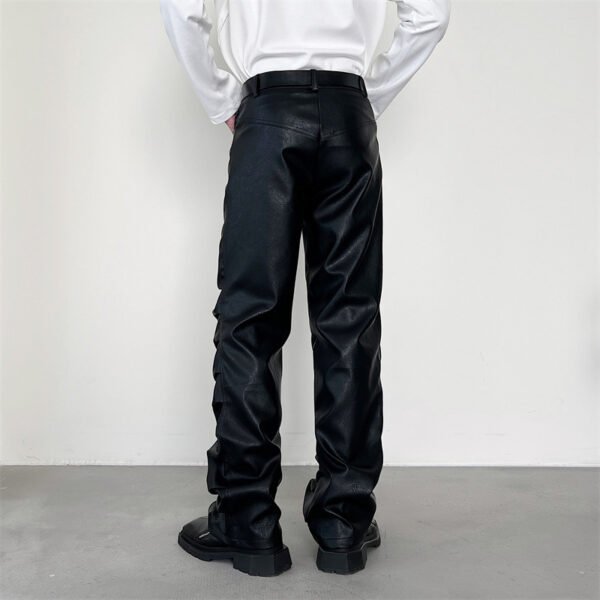 Men's Punk Rock Pleated Leather Pants - Image 3