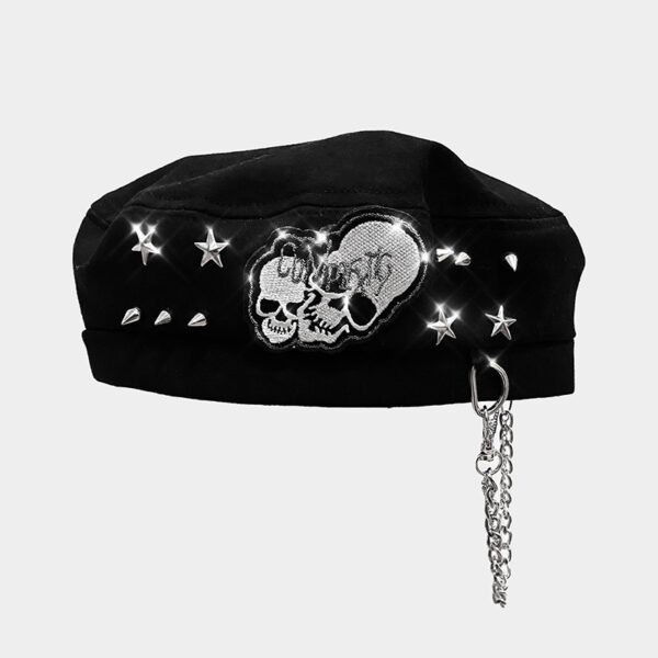 Original Punk Hot Girl Rock Girl Rock Skull Chain Beret