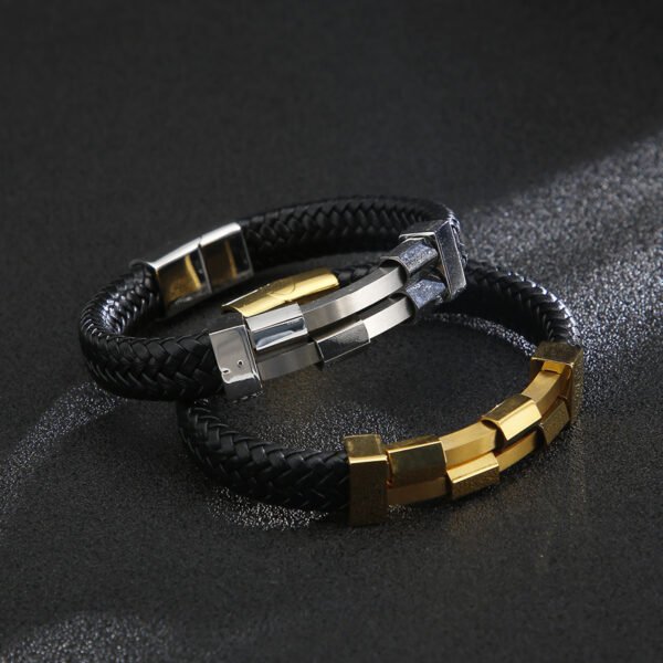Black and Silver Punk Rock Personality Popular Bracelet - Image 3