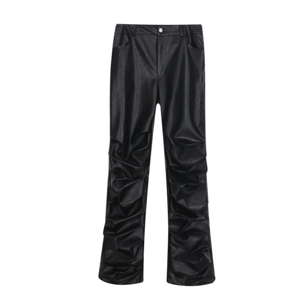 Men's Punk Rock Pleated Leather Pants - Image 5